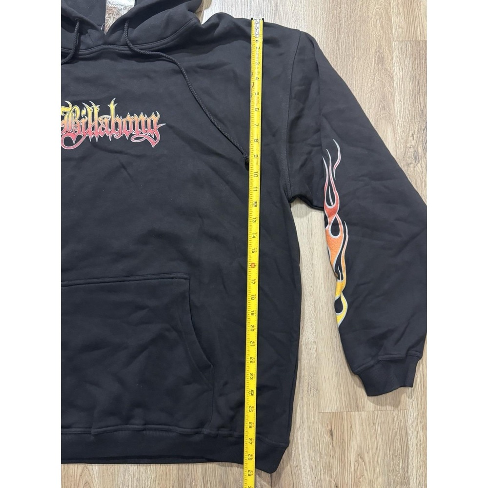 Y2K Billabong Surfing Flame Logo Black Hoodie Size L - Picture 5 of 8